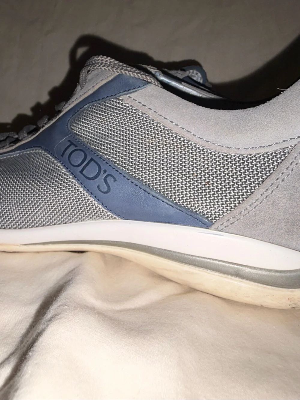 Tod’s Project T Men’s Suede Mesh Sneakers Gray Blue 7.5 Italy